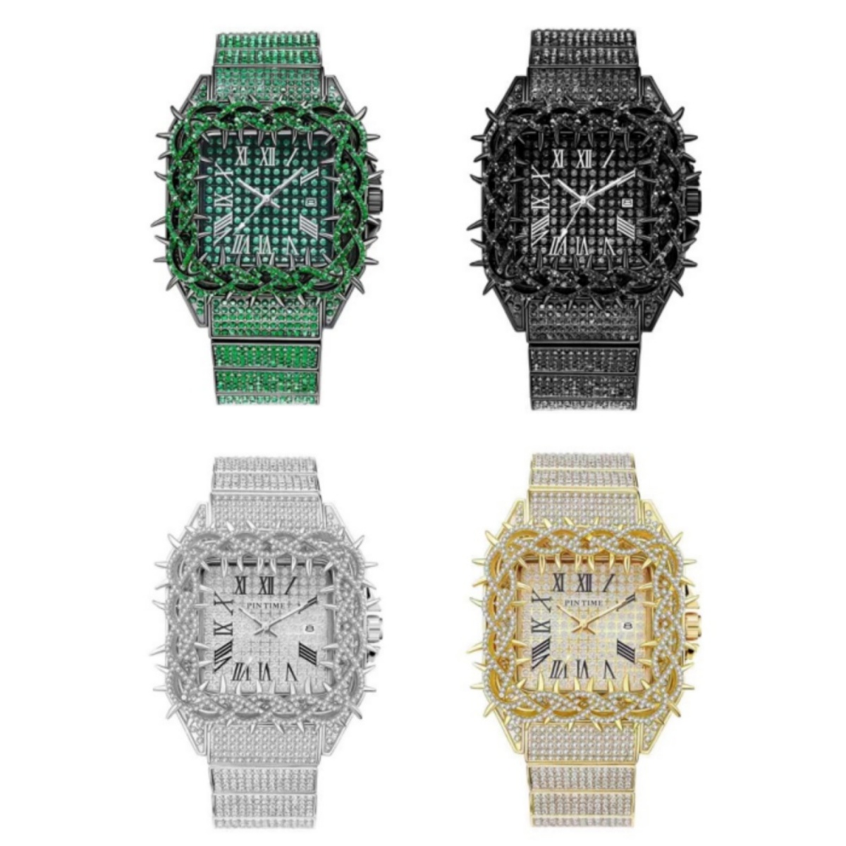 아이스 아웃 스퀘어 남성용 쿼츠 시계, 토른 베젤 풀  - Luxury Watch Iceberg 리뷰 및 가격