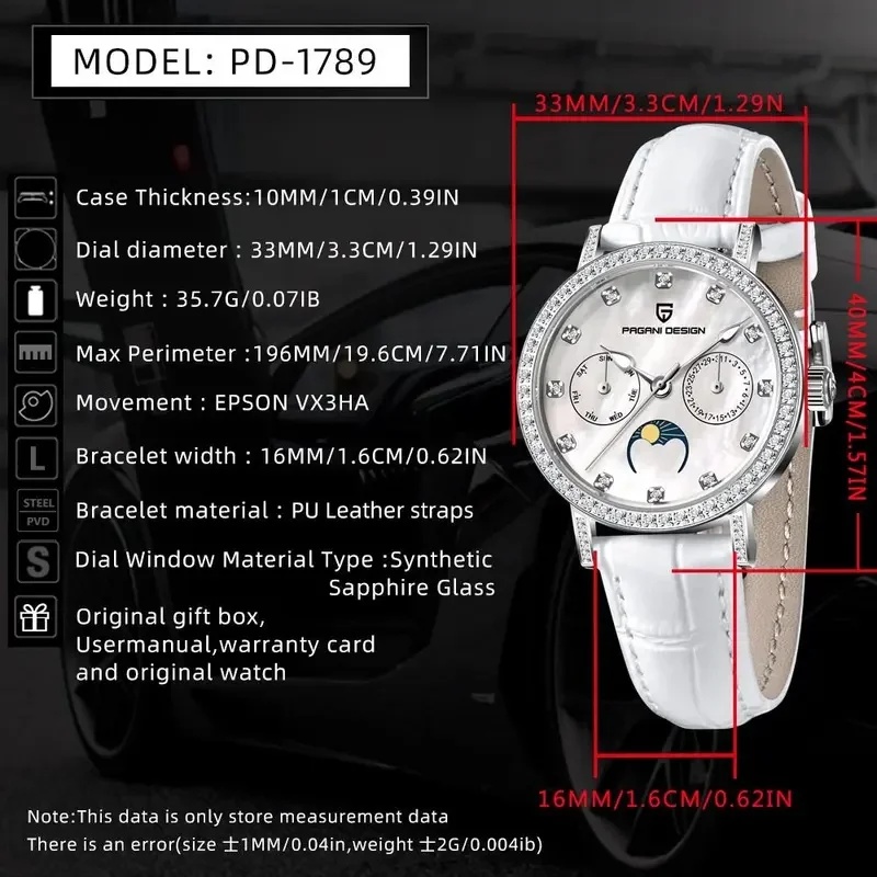 파가니 디자인 PD1789 여성용 쿼츠 시계, 일본 무 - Luxury Watch Top 10 리뷰 및 가격